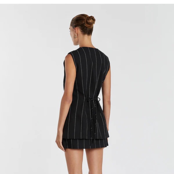 Dissh Cara Black Pinstripe Vest and Skort Set - Picture 4 of 8